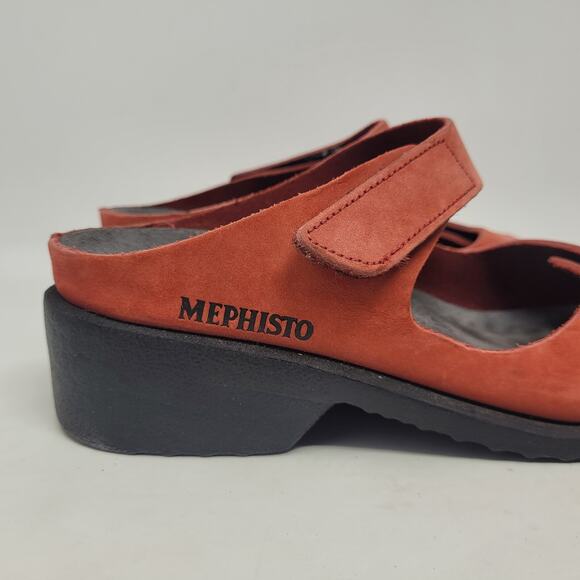 Cool Mephisto Sandals EU37 US7 Red Nubuck Clogs Slides Straps Slip On Comfort - Picture 9 of 15